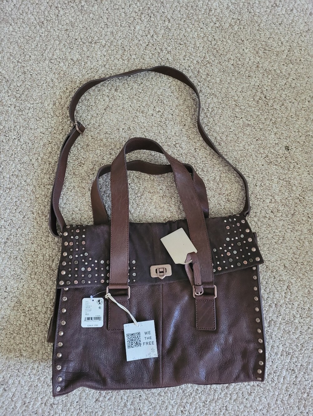 Free People We The Free Shay Stud Tote Leather Suede Bag - Picture 11 of 13